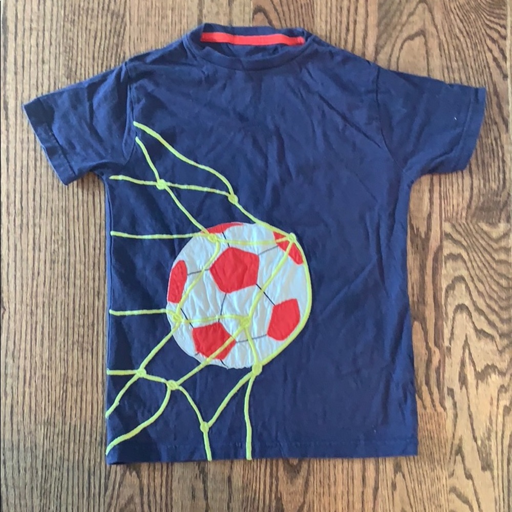 Mini Boden embroidered T-shirt soccer ball sz 9-10